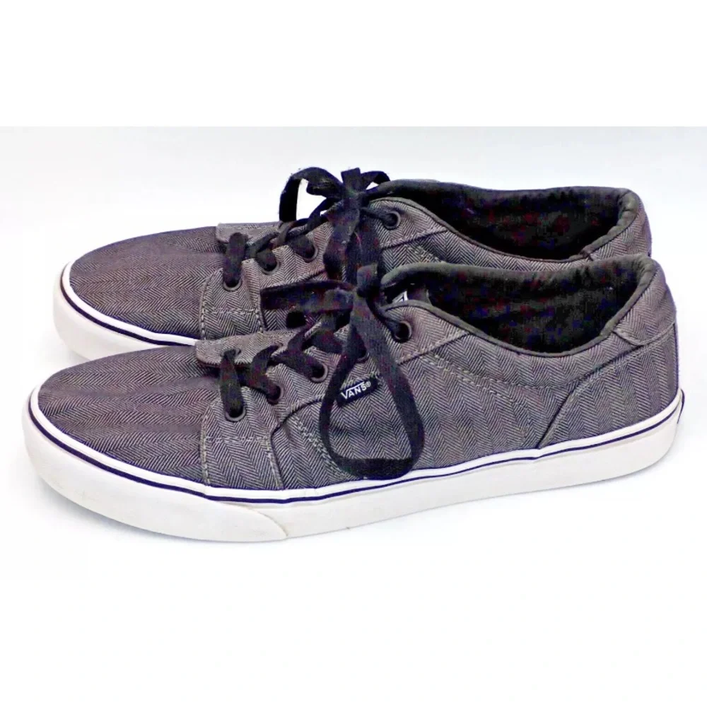 Vans Off The Wall Skate Shoes Authentic Herringbone Lace Up Casual Gray Size 12
